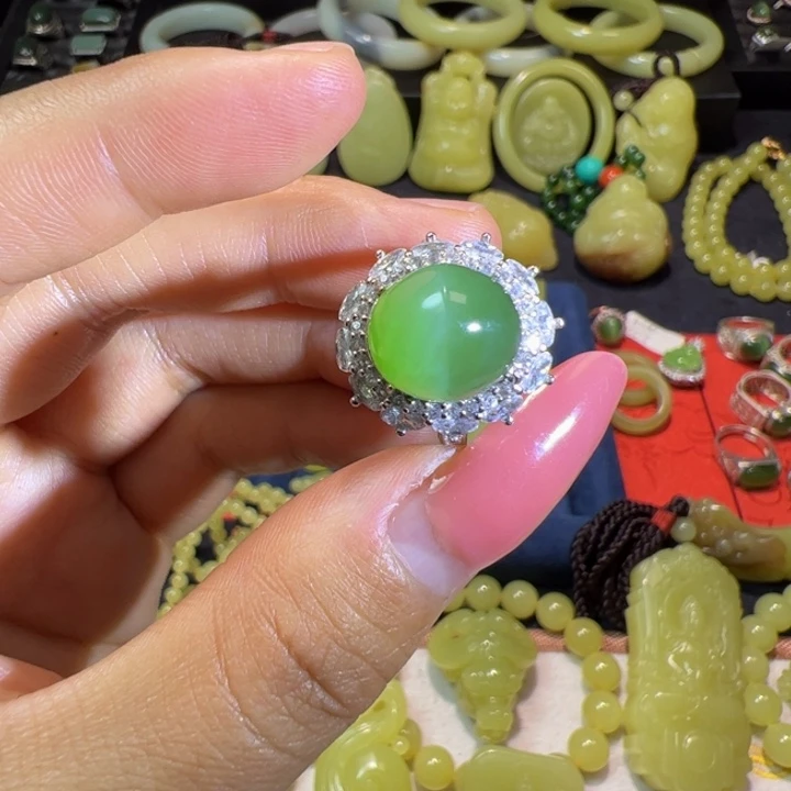 和田玉（碧玉）颈饰银S925镶嵌