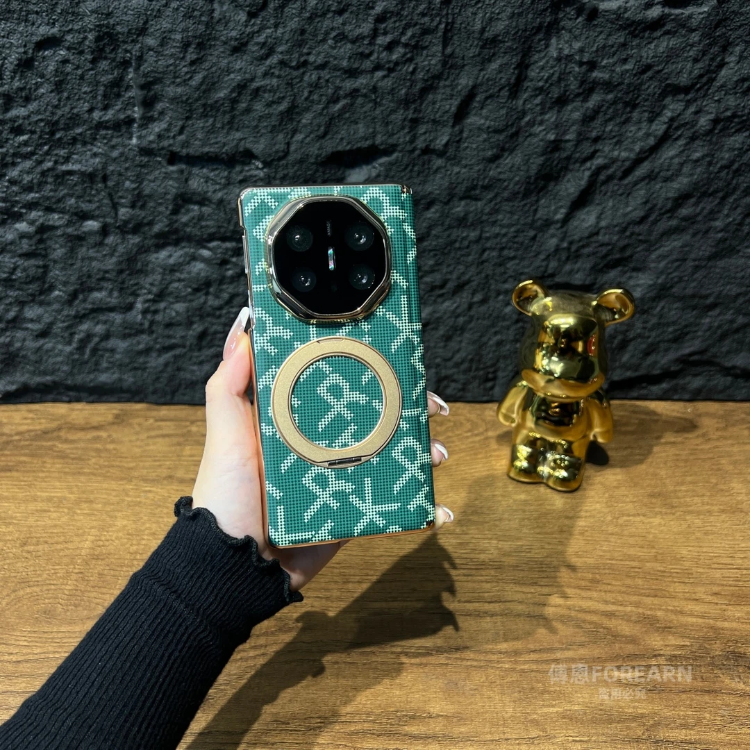 适用于华为matex6手机壳x6全包双中轴真皮折叠屏支架保护套凯夫拉