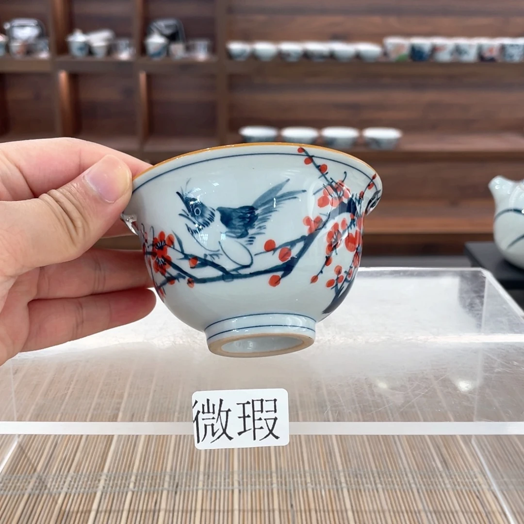 釉下手绘茶具微瑕