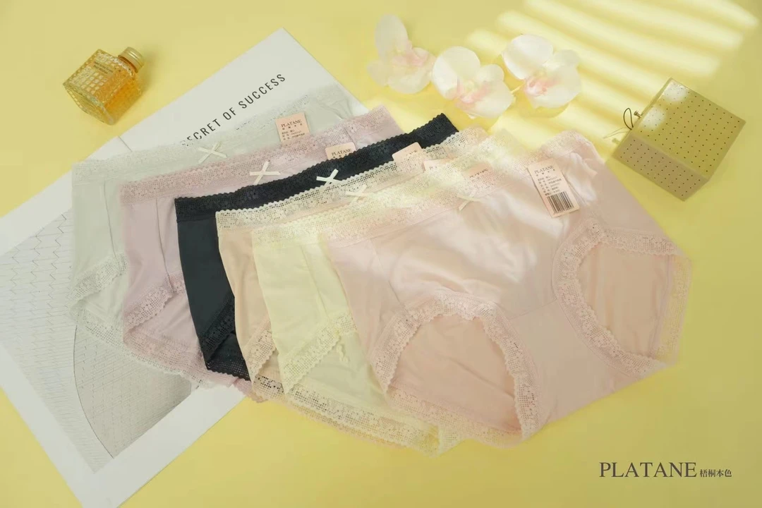中腰纯色女夏季三角内裤绿色内裤透气蕾丝甜辣风泰式台风舒适女士