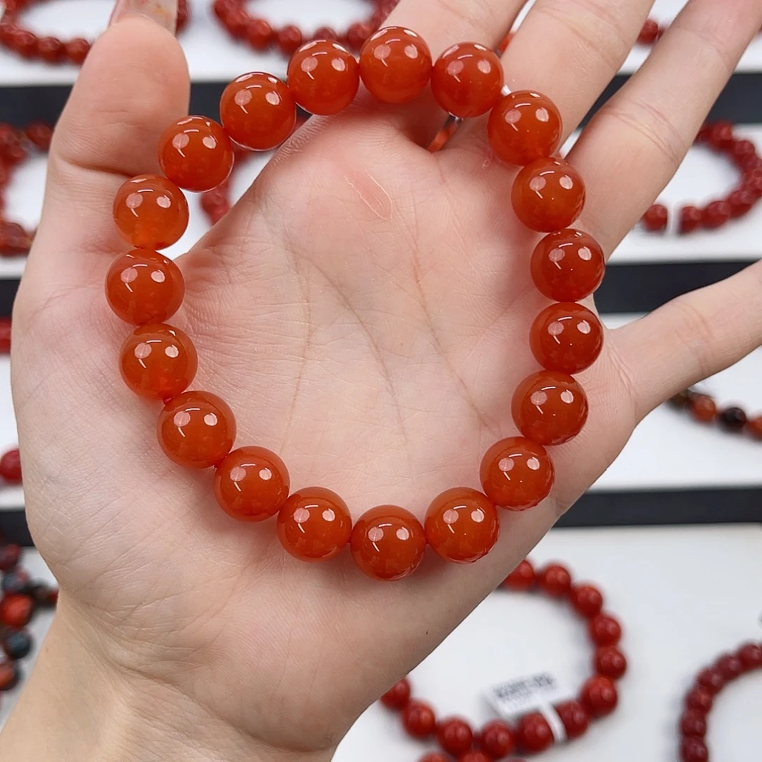 南红玛瑙保山滴水洞柿子红11mm未镶嵌