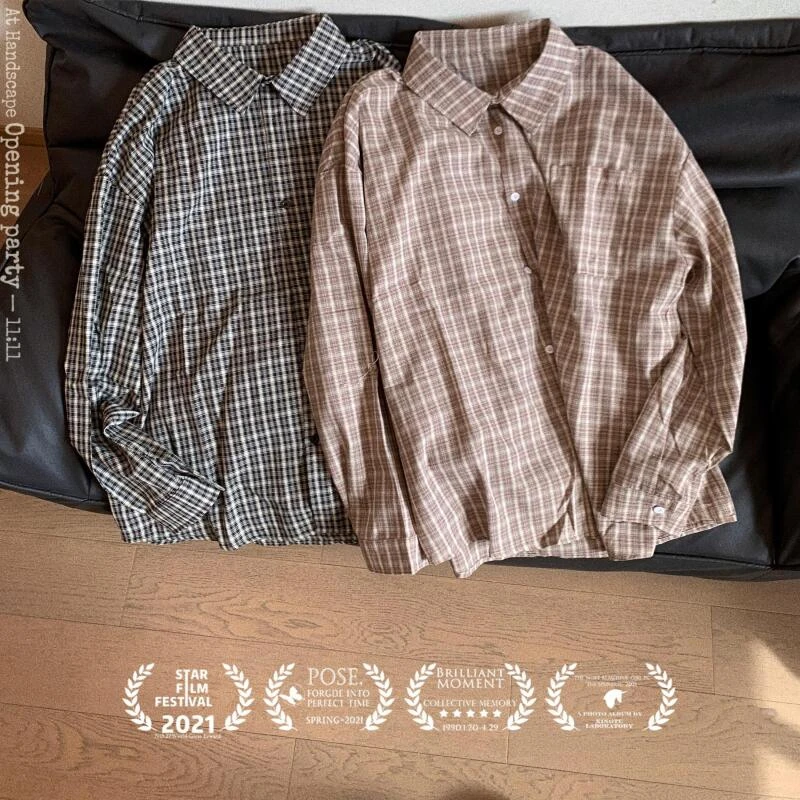 陈达浪不太胖大码男装春季新款潮流港风双色休闲百搭格子条纹衬衫