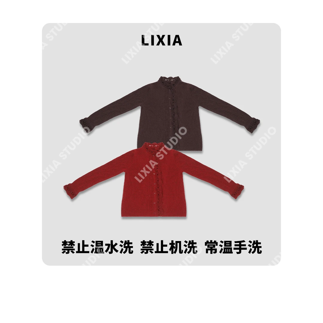 LIXIA【流盼】好材质含绵羊毛山羊绒设计感12支单股针织衫-D10865