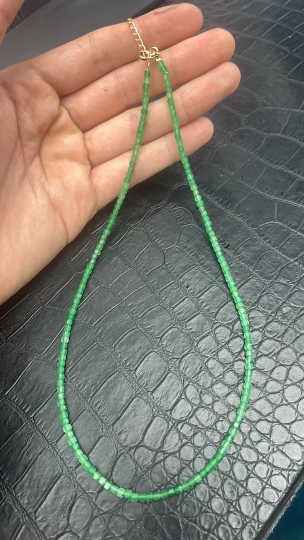 时尚美货 绿色方糖3mm半成品锁骨链