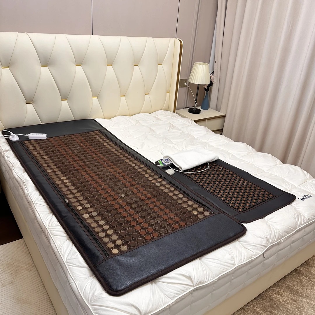 玉石床垫电加热麦饭石锗石砭石艾绒加热艾灸热敷远红外线加热垫