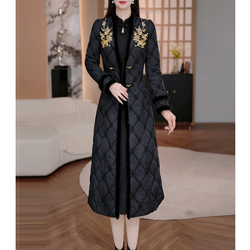 DBF-25B602NX 新款气质保暖套装加厚时尚优雅显瘦大衣连衣裙M-5XL