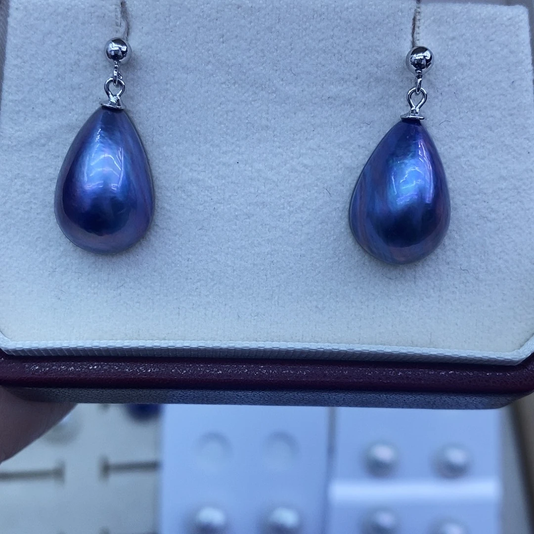 耳饰银S925镶嵌拼合珍珠（马贝珠）