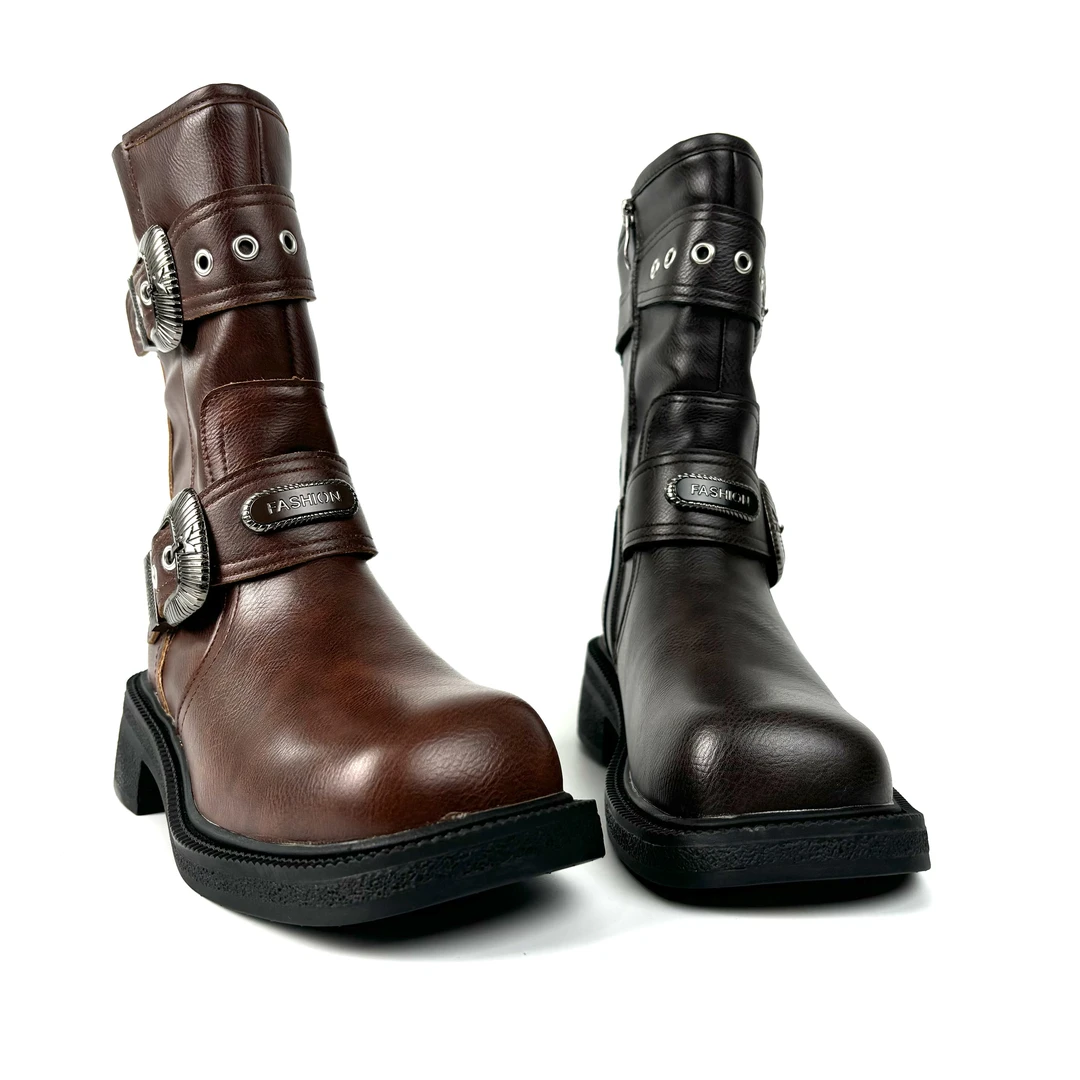 333马丁靴子女秋冬2024新款英伦风烟筒靴中筒加绒短靴女