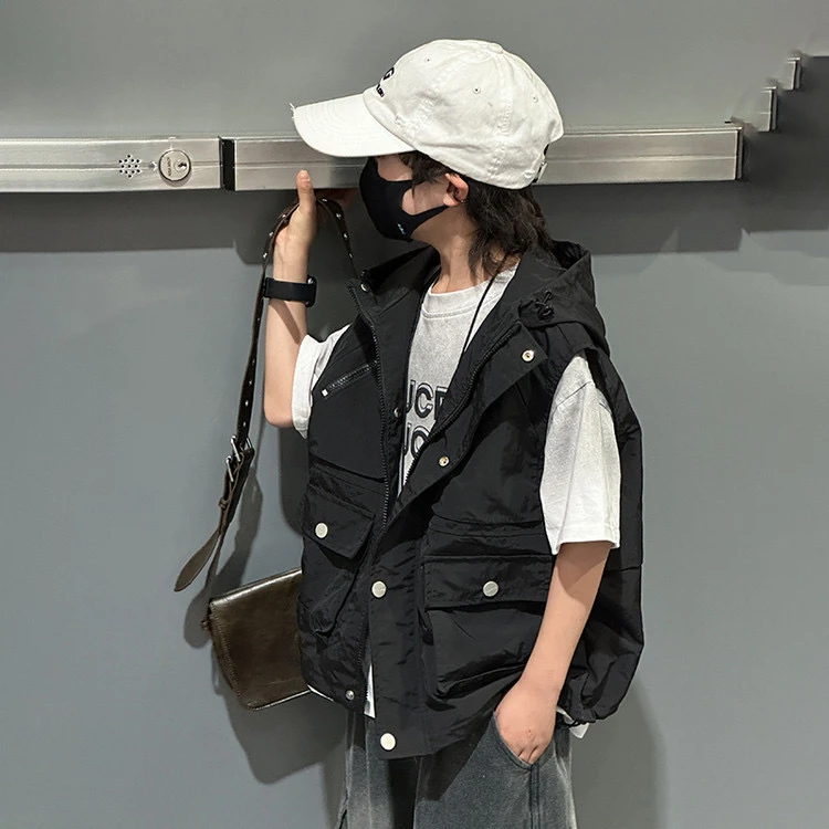 2025男中大童工装马甲春秋款儿童背心外套