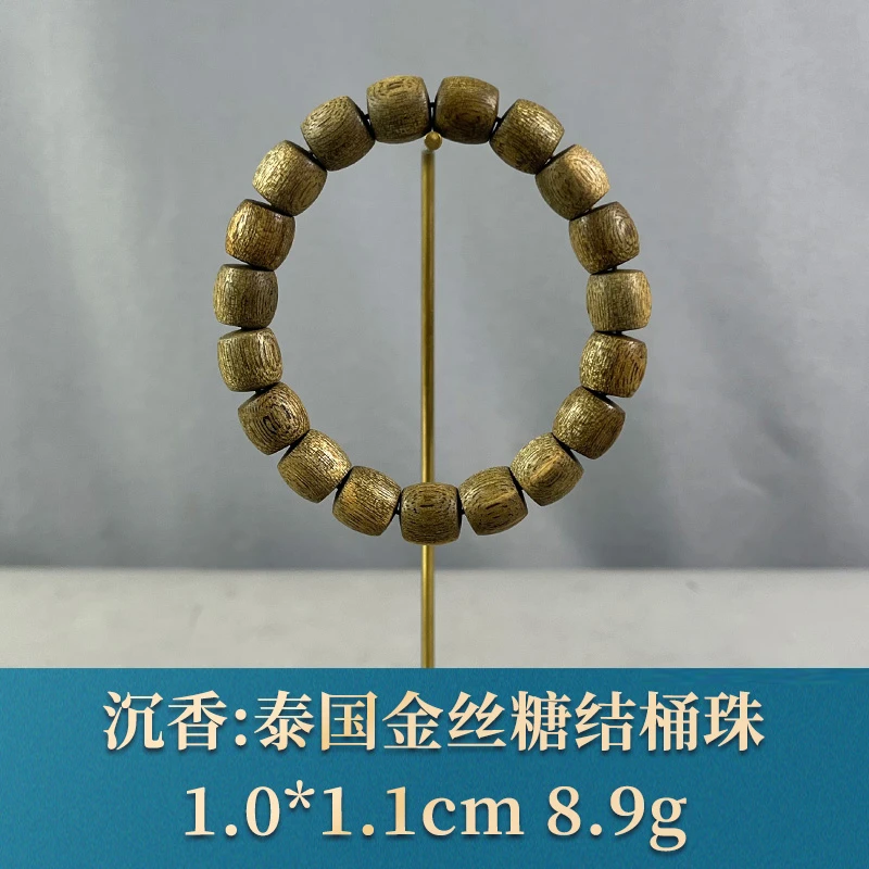 74803 泰国金丝糖结桶珠 沉香