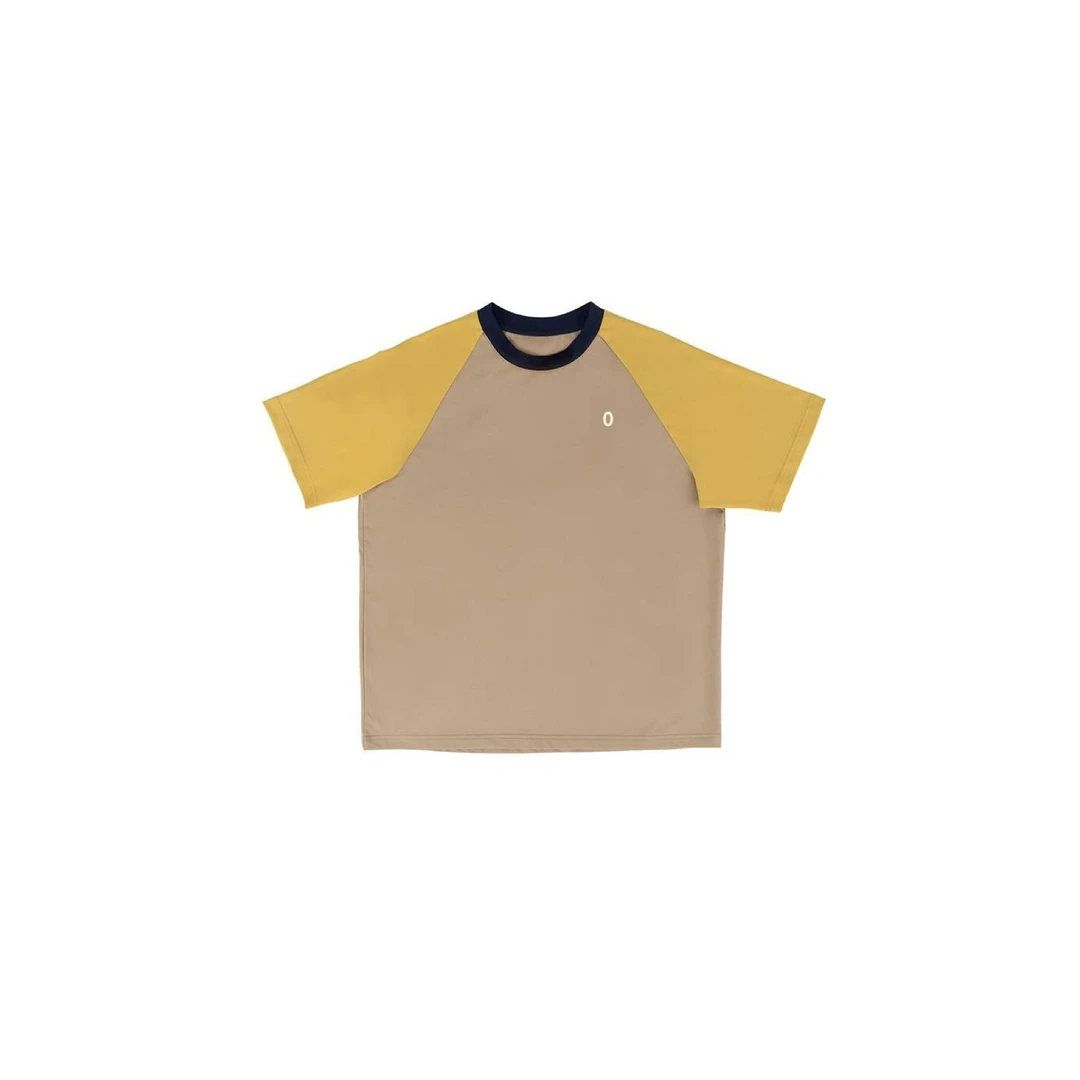 Tt zxu丨小O字母印花拼接撞色 棉质圆领短袖T恤衫 ins风 T231002D