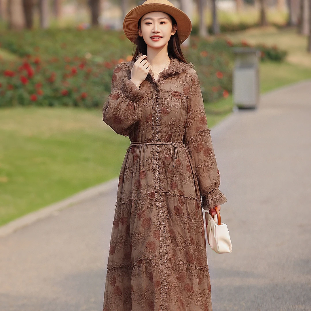 拜占庭的森林桑蚕丝外披女刺绣连帽高级大码宽松时尚百搭开衫外套