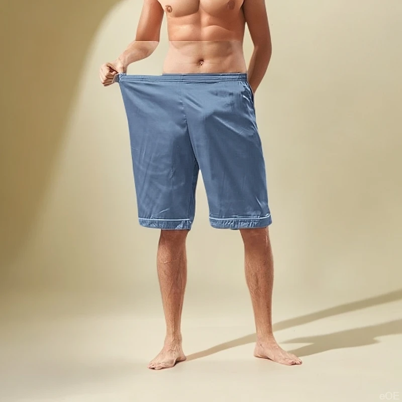 夏天薄款大码睡衣大裤衩宽松男士五分裤男短裤家居冰丝居家睡裤