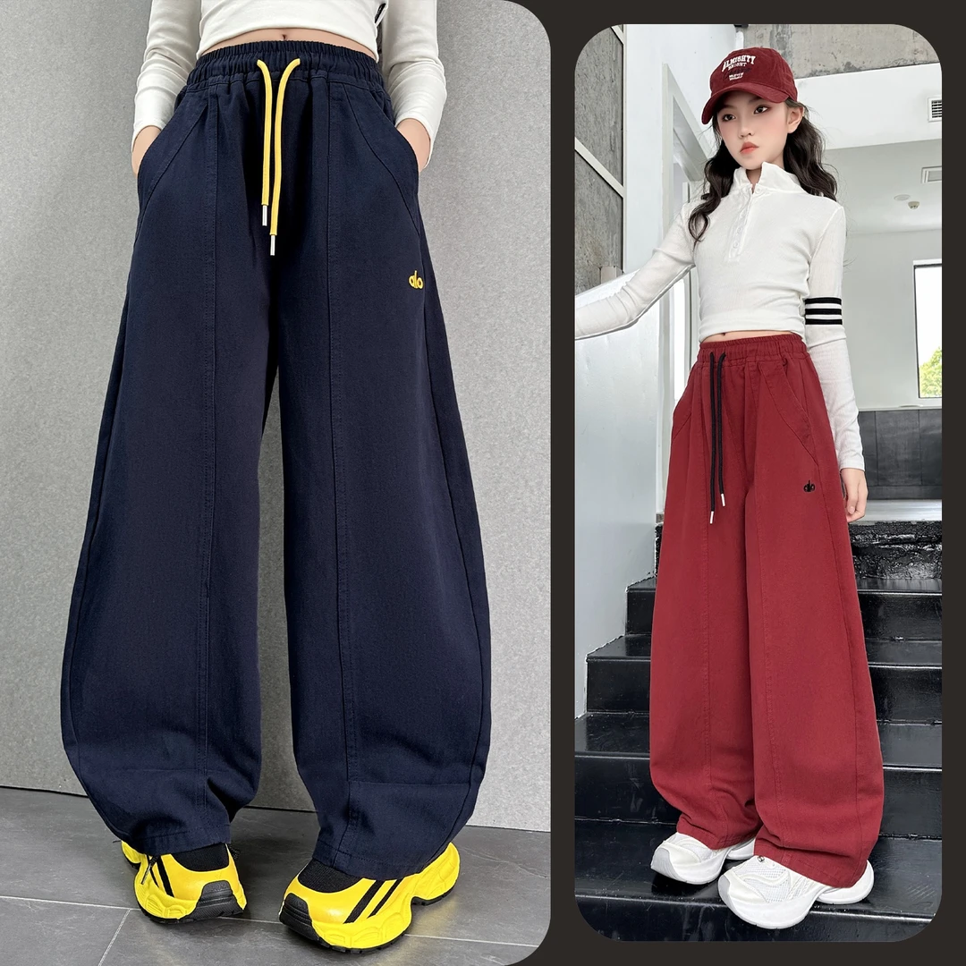 女童时尚新款休闲阔腿裤6~12岁中大童儿童宽松时髦百搭韩版洋气潮