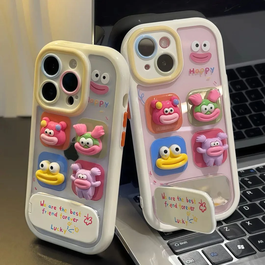 撞色奶油搞怪表情适用苹果16e华为OPPO小米14vivo手机壳iPhone153