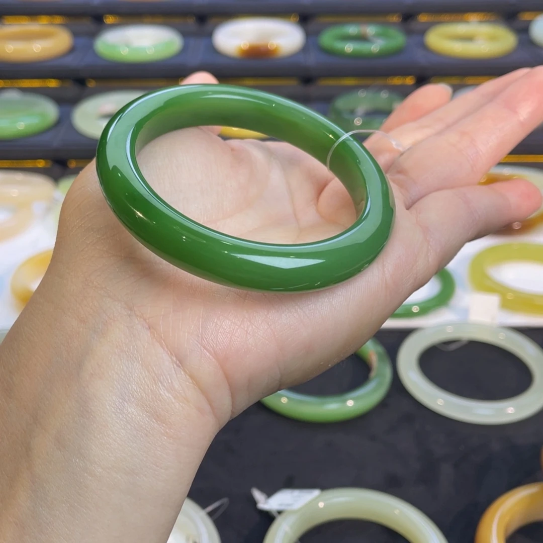 未镶嵌手镯和田玉碧玉手镯55