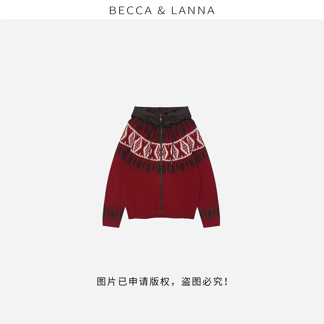 费尔岛之约 D0249 硬货哥女士复古针织绵羊毛90白鹅绒羽绒服 女装