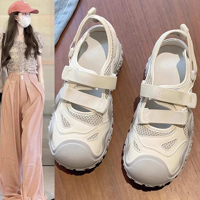 SHOEBOX鞋柜玛丽珍包头运动凉鞋女2025新款夏季丑萌登山鞋透气