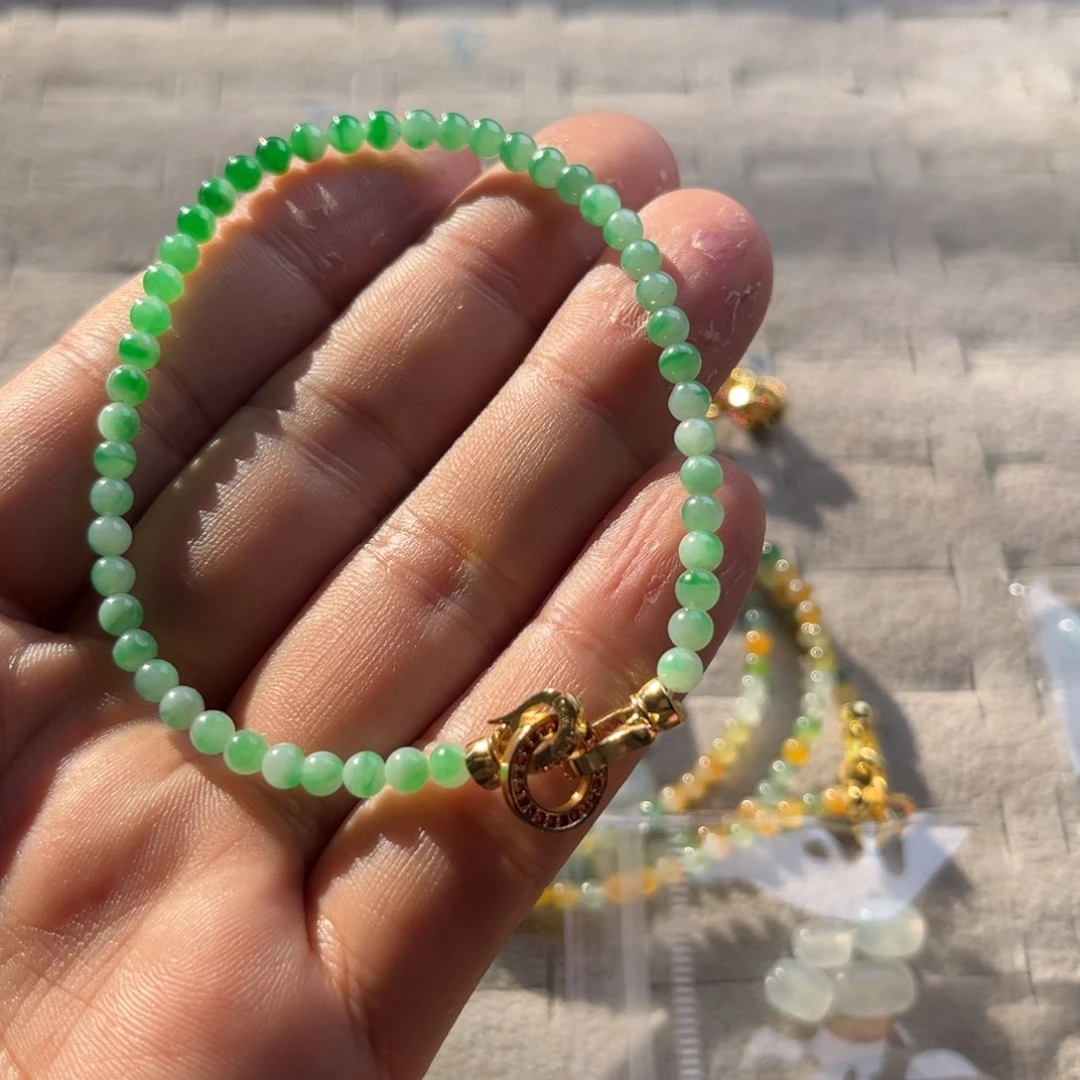 定制翡翠未镶嵌翡翠绿色小米珠