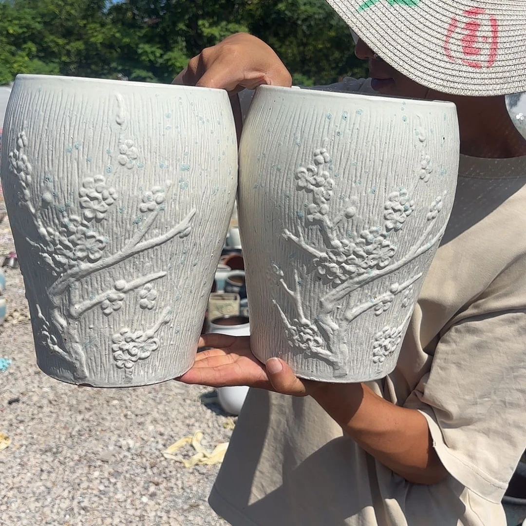 彩梅花两个口径18高度28