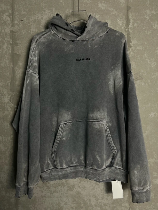 未使用 Balenciaga/巴黎世家 L*1/油漆泼墨破坏帽衫/08254