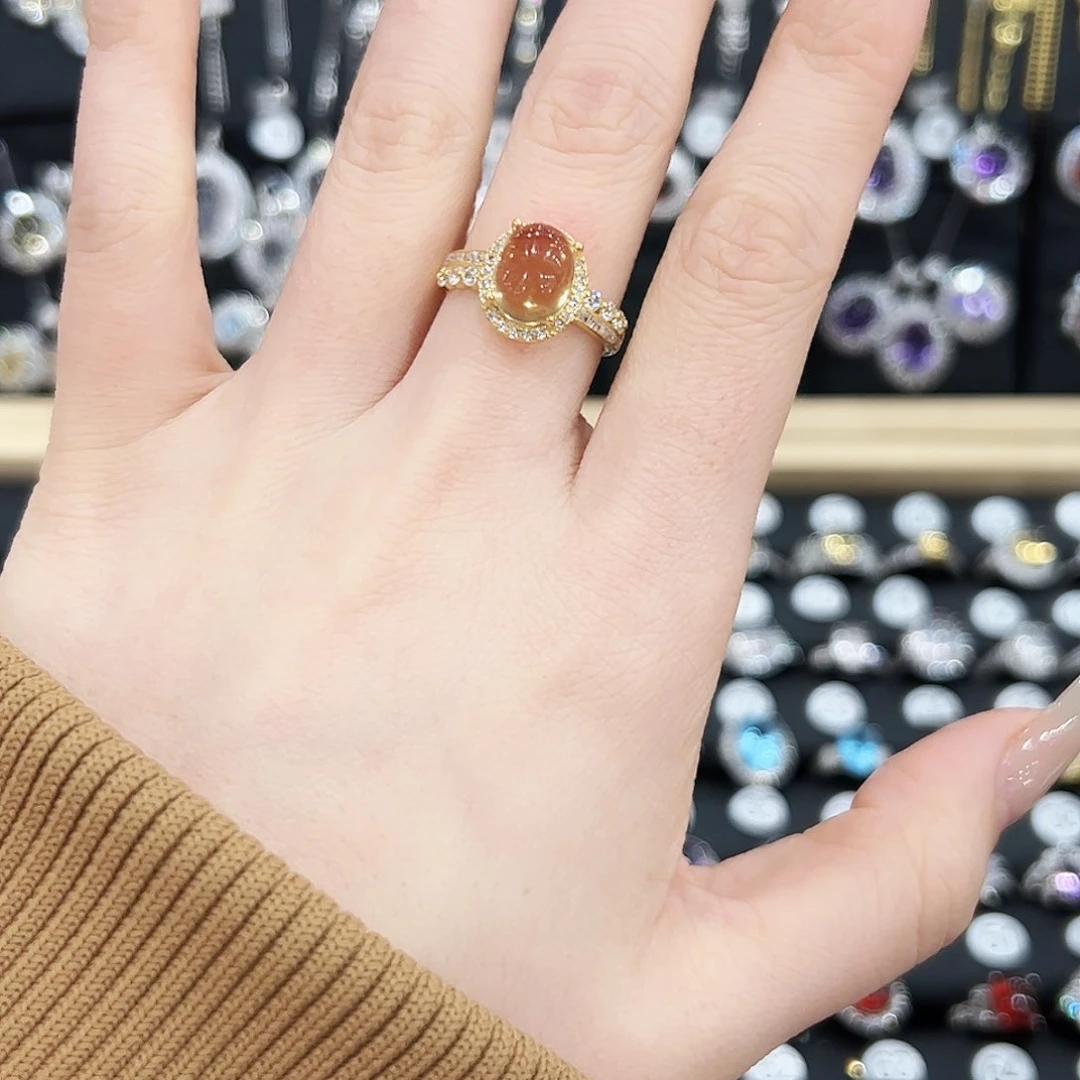 黄晶戒指银S925镶嵌戒指