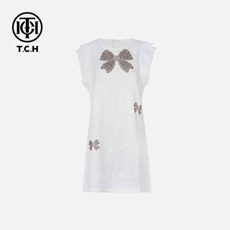 TCH私服烫钻工艺新时尚淑女百搭潮流连衣裙女T75B30E5066轻奢tch