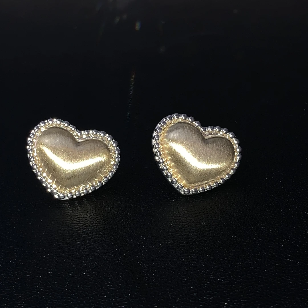 铜合金耳饰 复古磨砂爱心耳钉【1223】