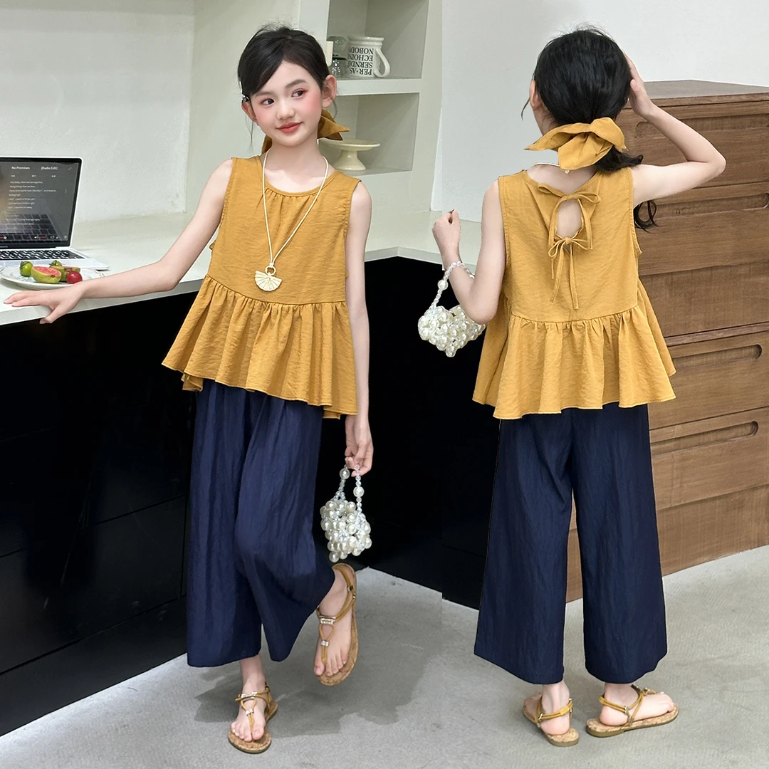 女童夏装套装2025新款洋气儿童装夏季无袖背心女大童薄款牛仔裤潮