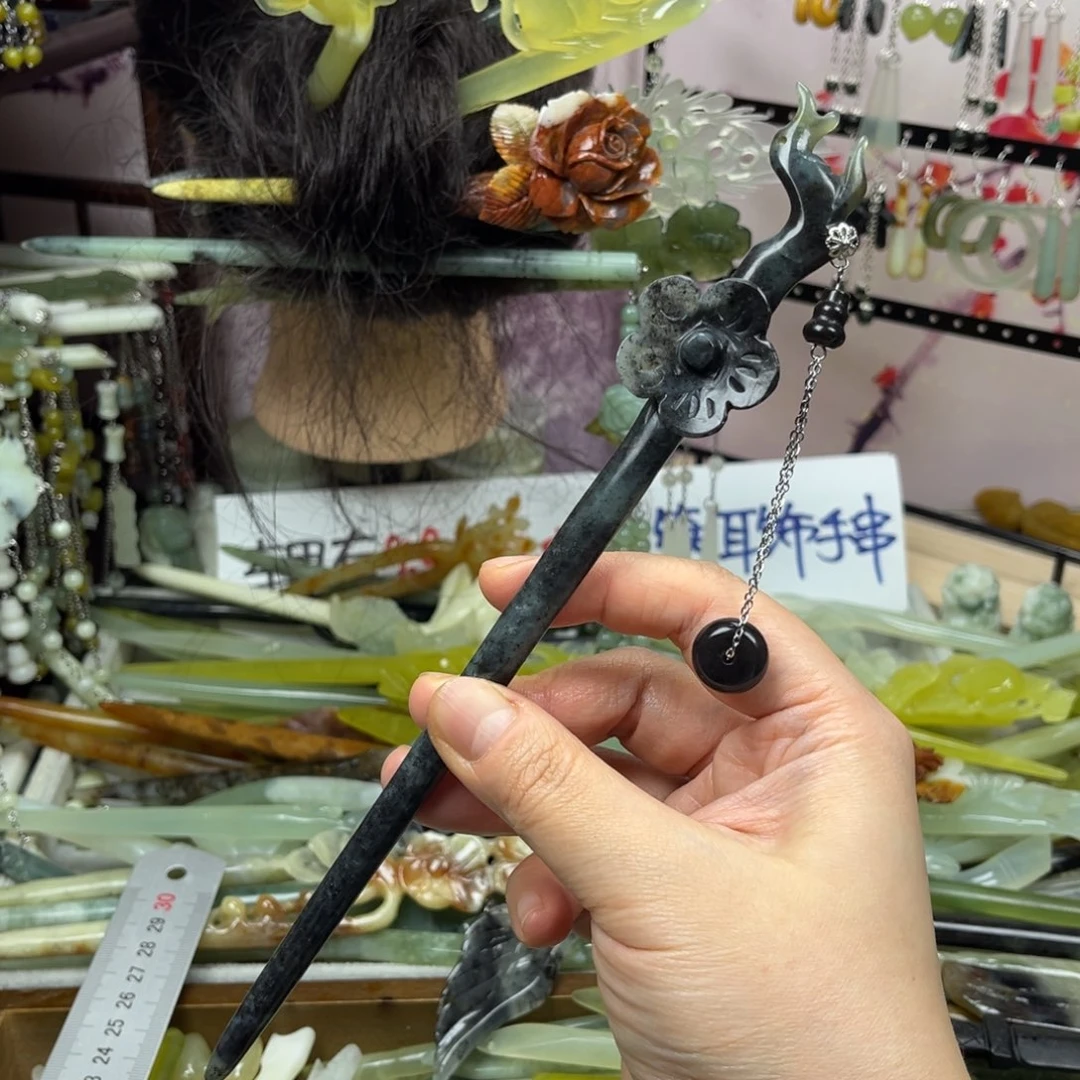 岫玉未镶嵌发饰长度24厘米左右