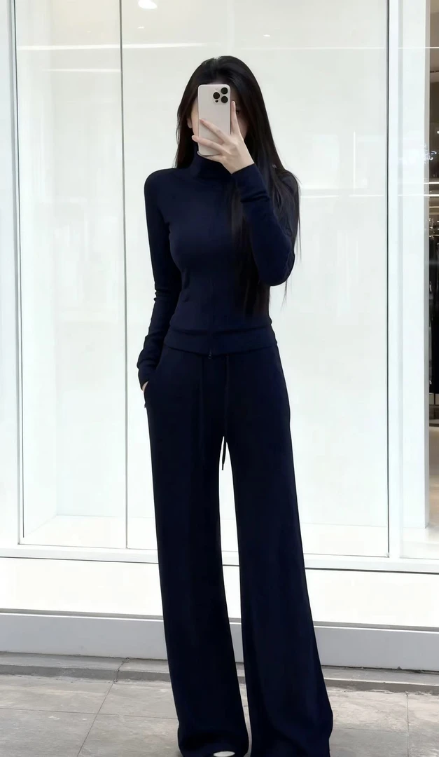 巨好看的秋冬一整套韩系时尚洋气运动休闲加绒卫衣外套阔腿裤套装