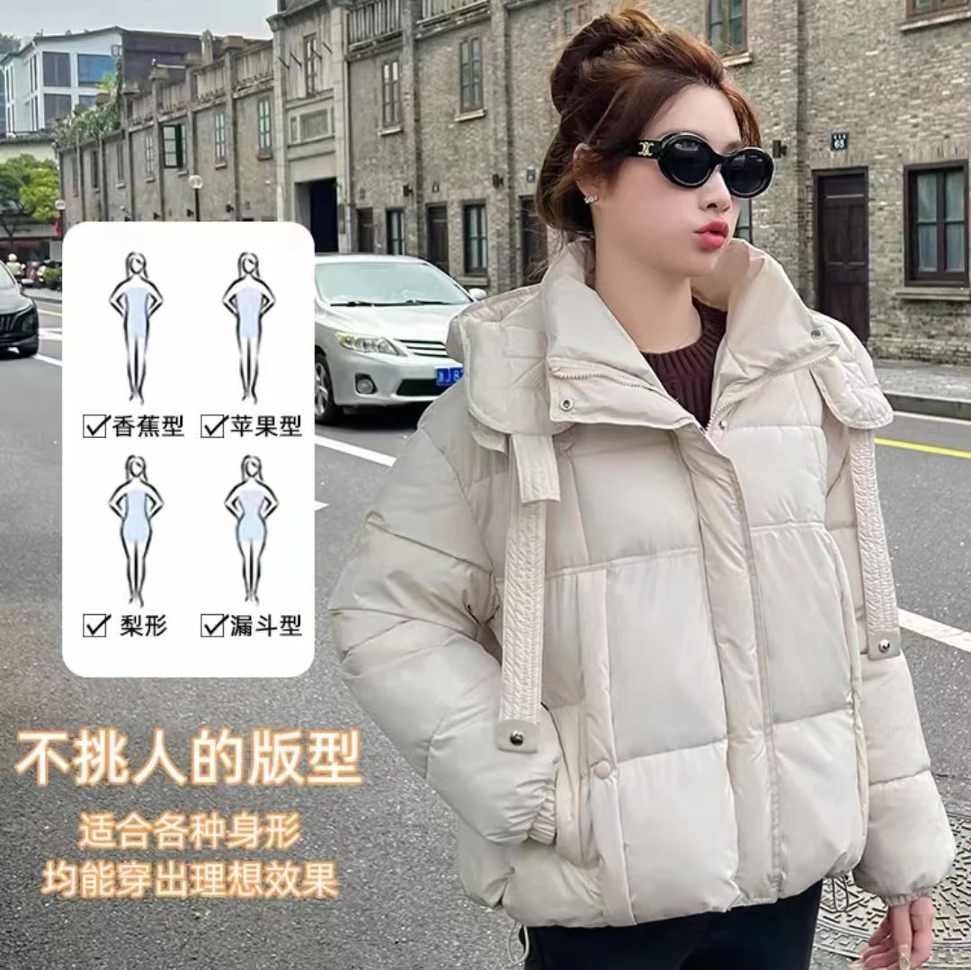品牌同款厚绒韩系穿搭时尚女短款厚绒羽绒服外套8803款