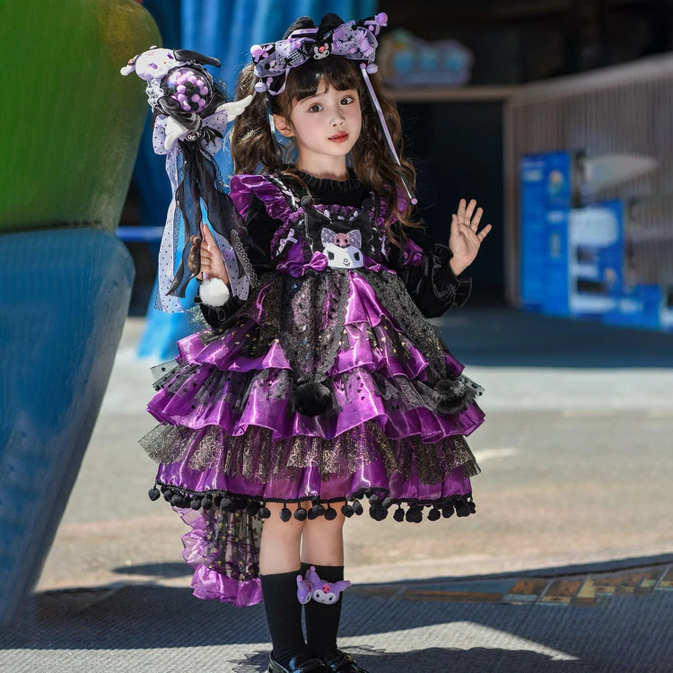 库洛米丝绒洛丽塔公主裙女童宝宝重工款连衣裙表演万圣节出游cos