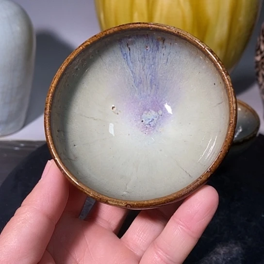 碗繁**梦钧窑挂红斑小碗