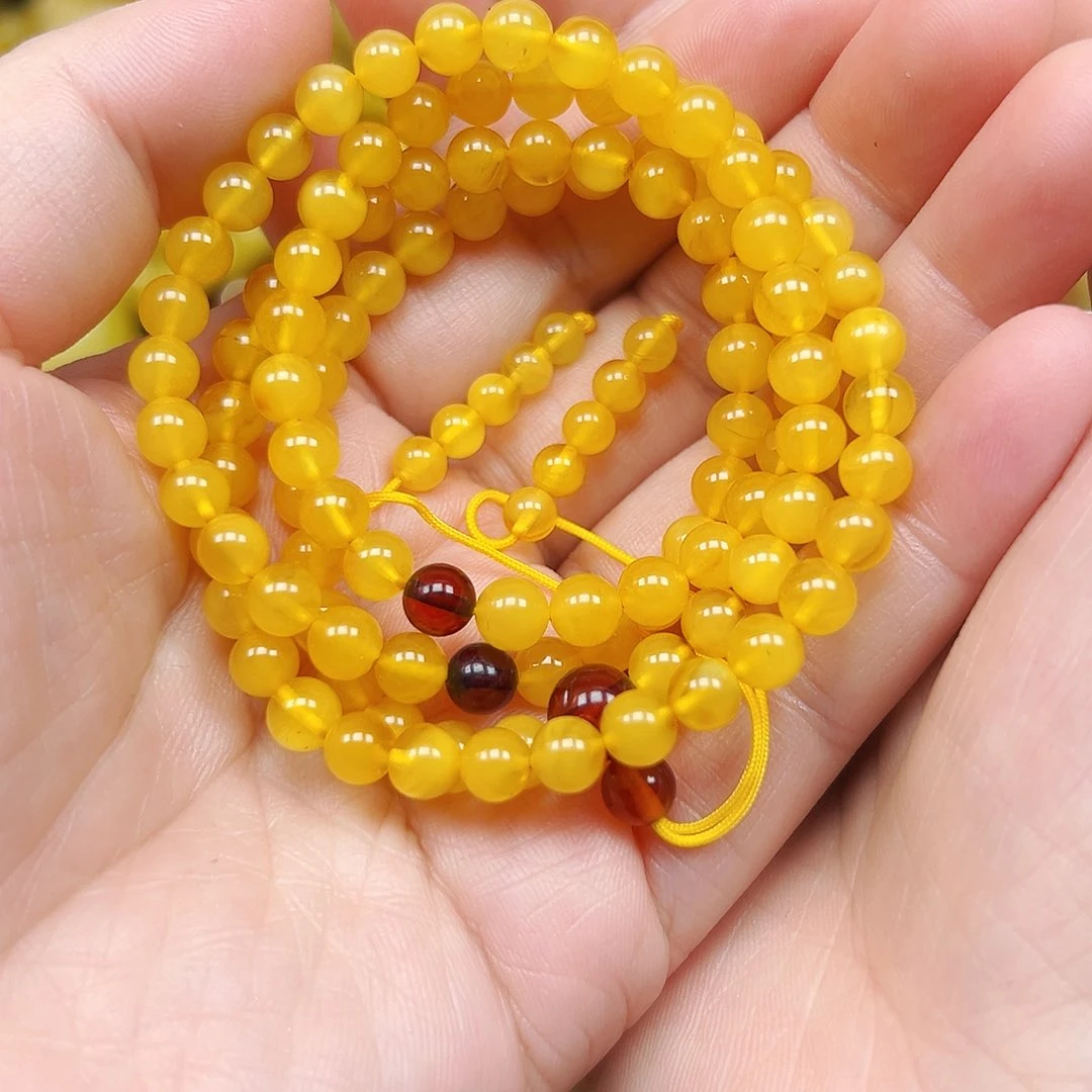 蜜蜡未镶嵌珠宝奇石神蜜蜡108颗 ，5.8m m