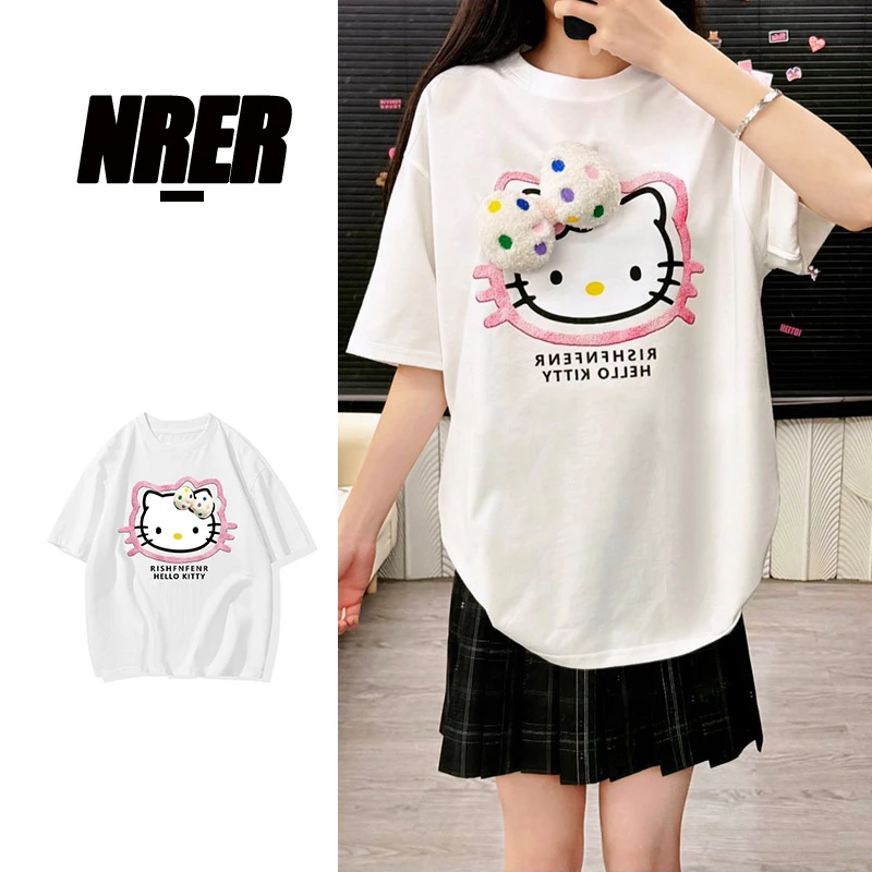 NRER【立体公仔】240克立体公仔短袖春夏季宽松百搭休闲时尚圆领T恤