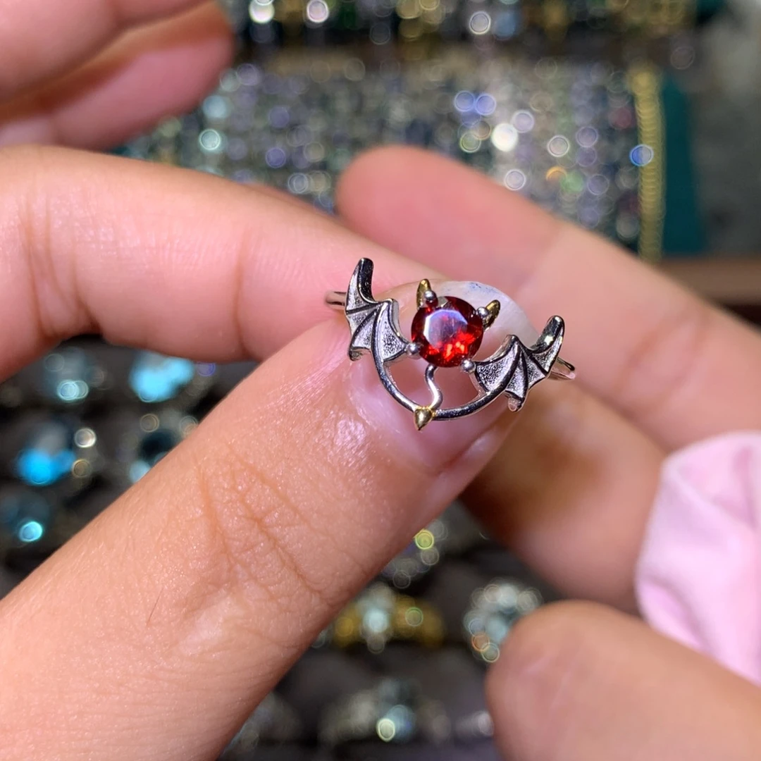 石榴石戒指银S925镶嵌