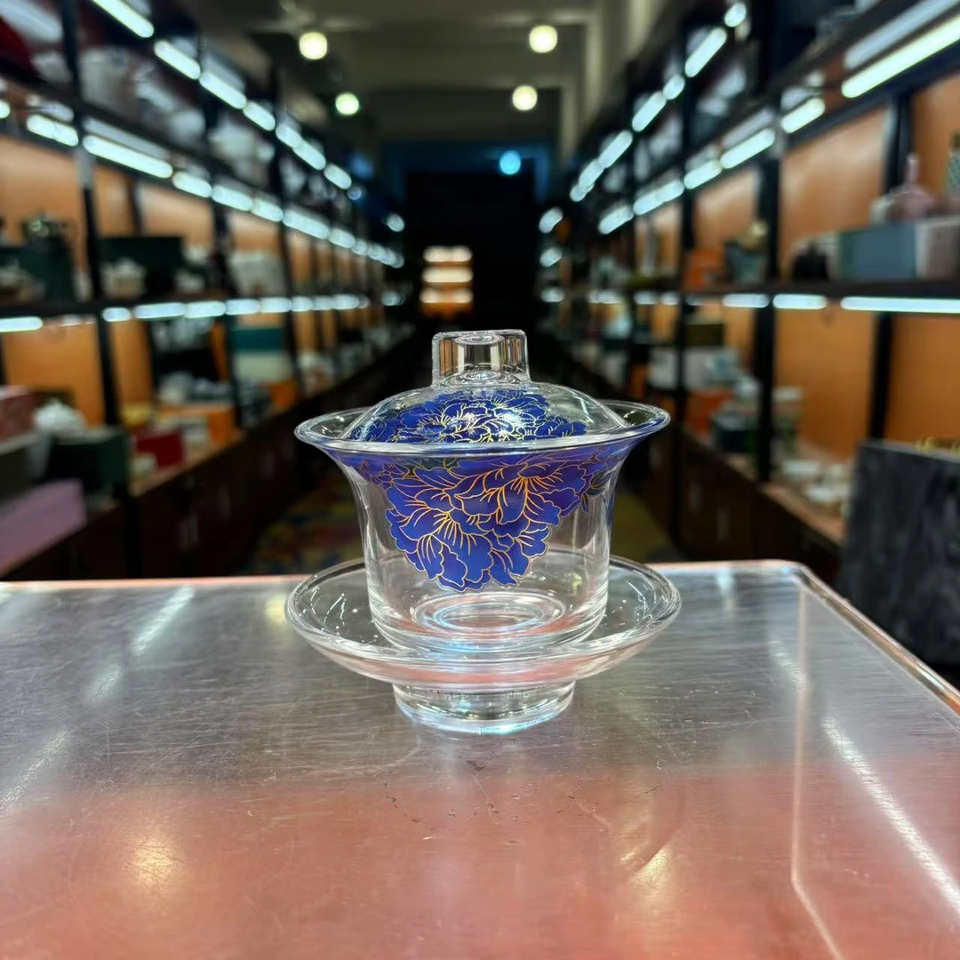 秋香茶具 变色牡丹盖碗+公道杯+两杯+盘家用泡茶小套装-2691