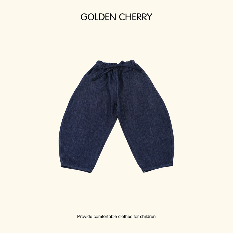 8【Golden cherry】儿童丹宁柔软系绳透气豌豆牛仔裤285108