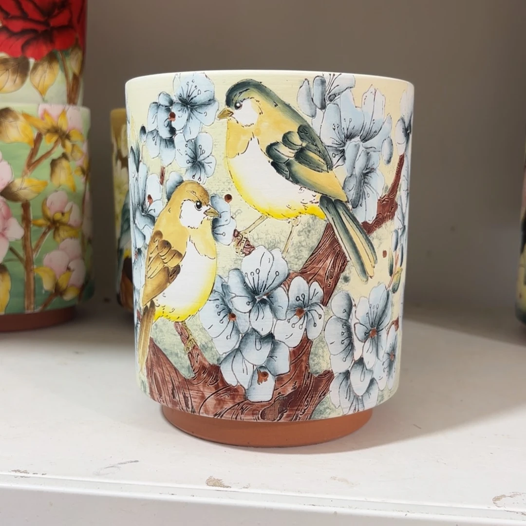 左***纯景德镇手绘花盆陶瓷