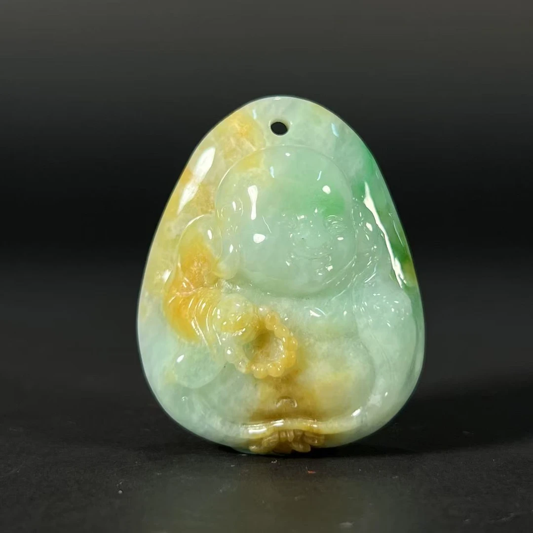 Lot5: 翡翠弥勒吊坠 35.5g4.2*3.3cm