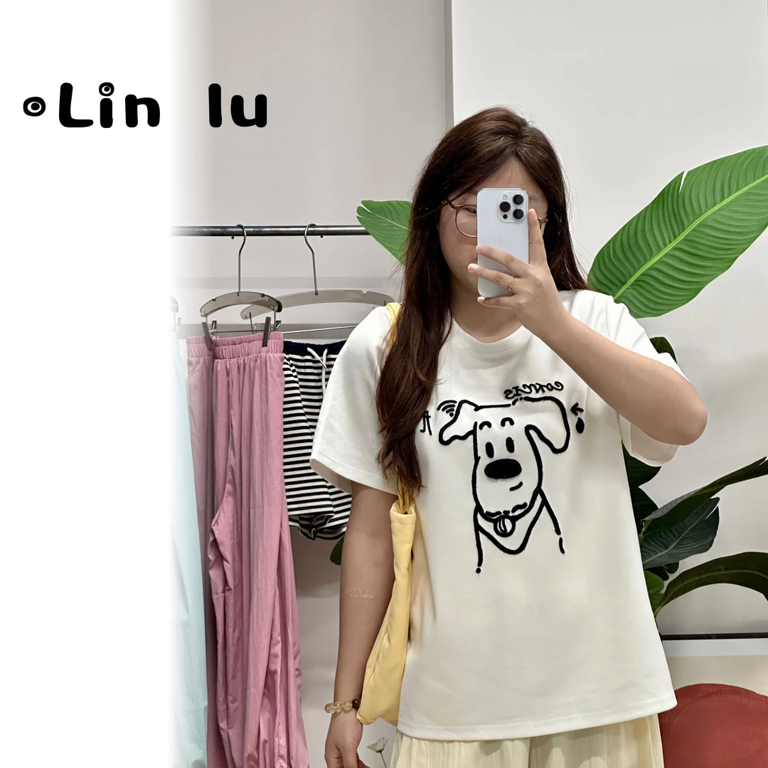 【鹿鹿专属】2025年纯欲慵懒风大码胖mm减龄盐系可爱短袖T恤 3014