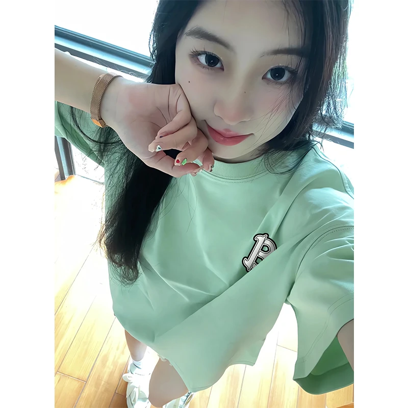 【内购福利】2025夏季短袖女显瘦纯棉宽松体恤上衣百搭时尚潮牌情侣