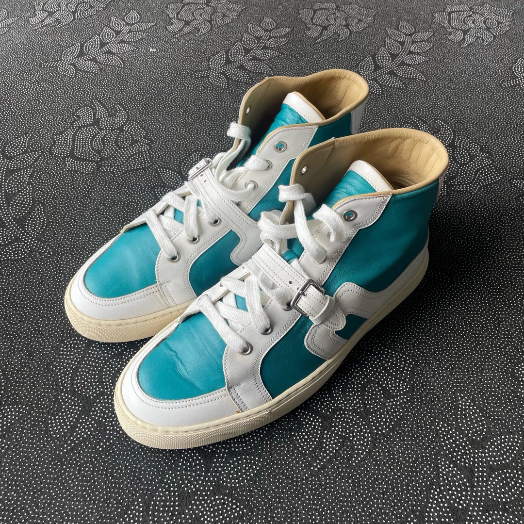 95新 Hermes/爱马仕 湖水蓝板鞋/39码/无配件