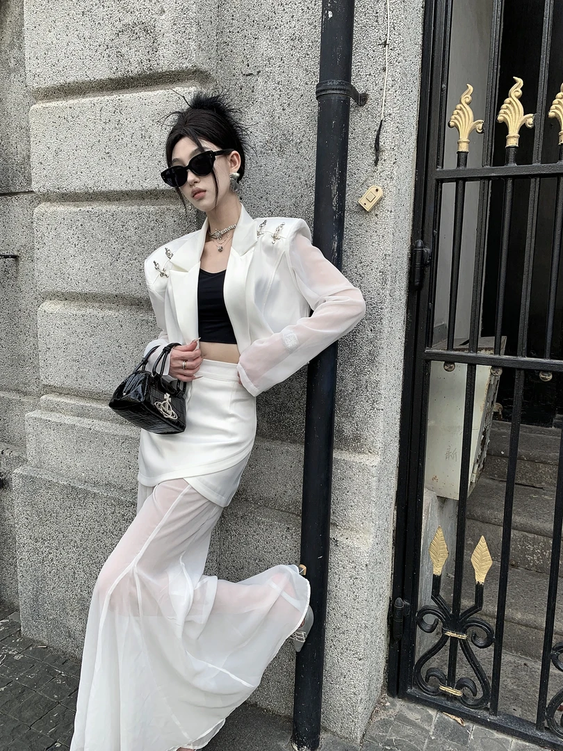 春夏款时尚套装修身轻熟春夏设计师时尚轻奢薄款小西装套装5066