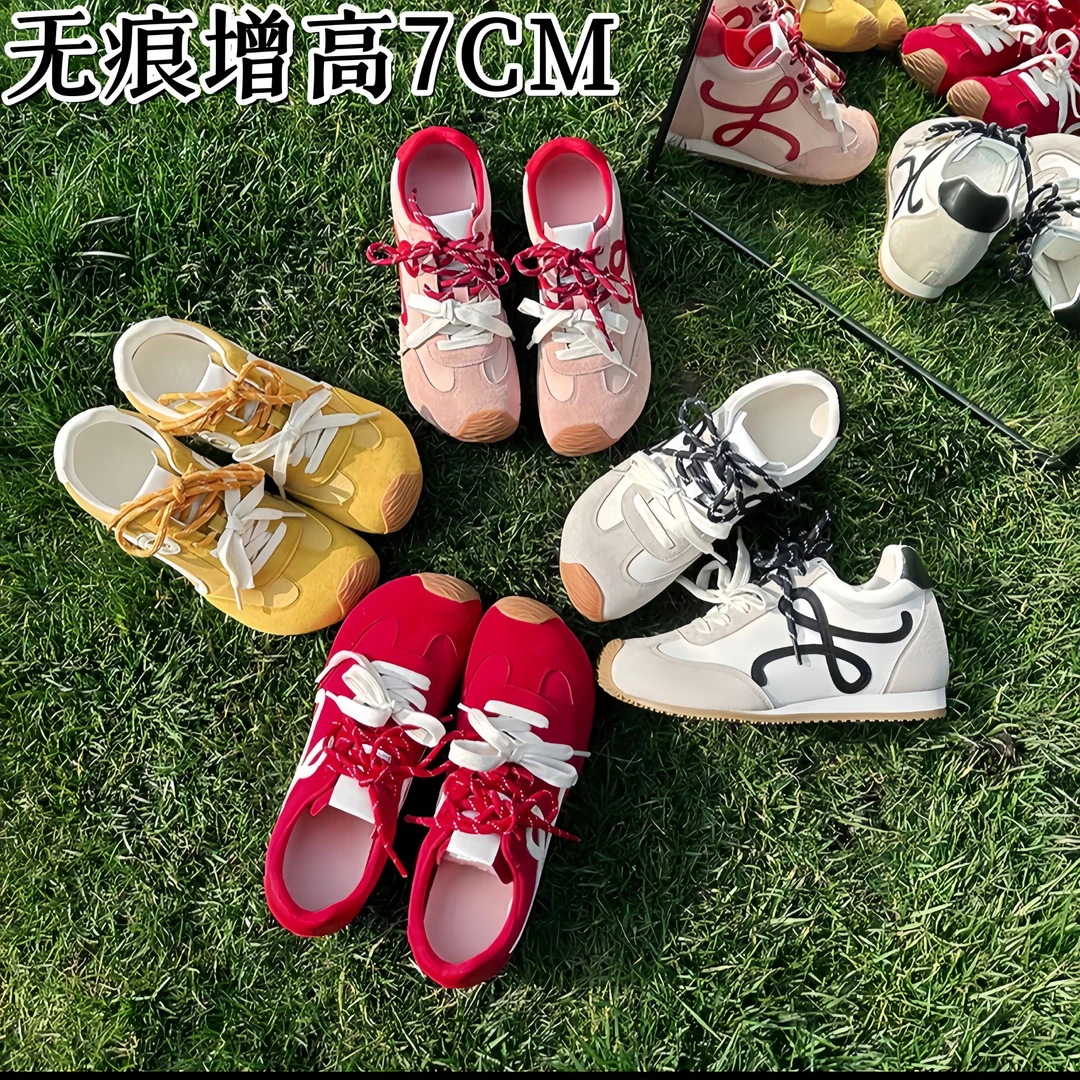 2025春夏季无痕增高休闲鞋2025新款歪头鸳鸯带透气德训鞋女阿甘鞋