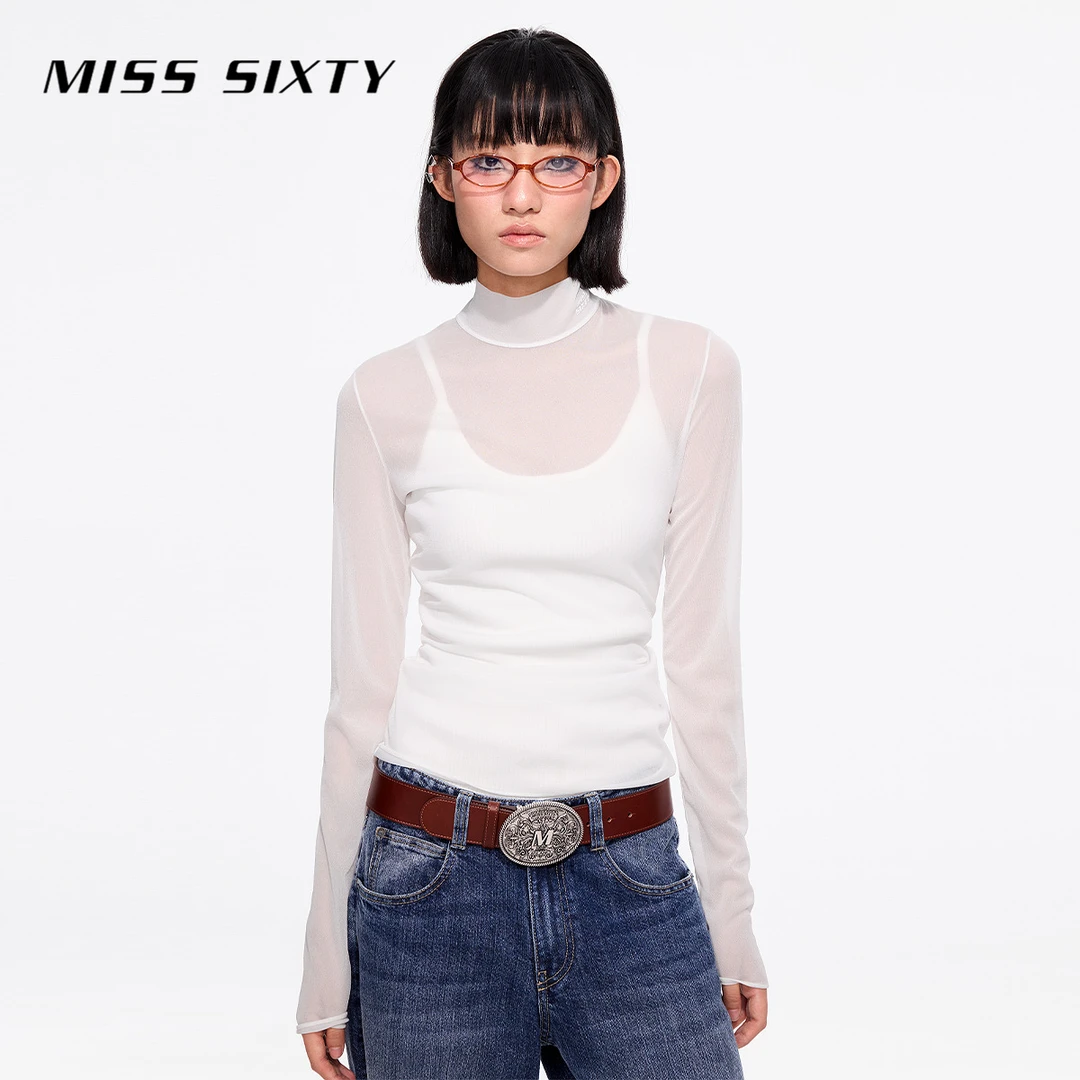 【商场同款新品】Miss Sixty25春新款长袖T恤女性感网纱欧若假日风