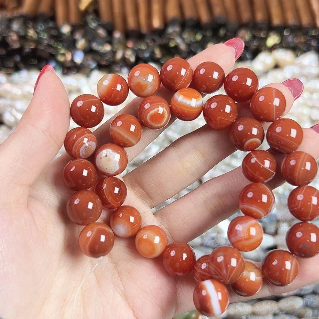 玛瑙/玉髓合金珠宝半成品b151缠丝红玛瑙12.5mm