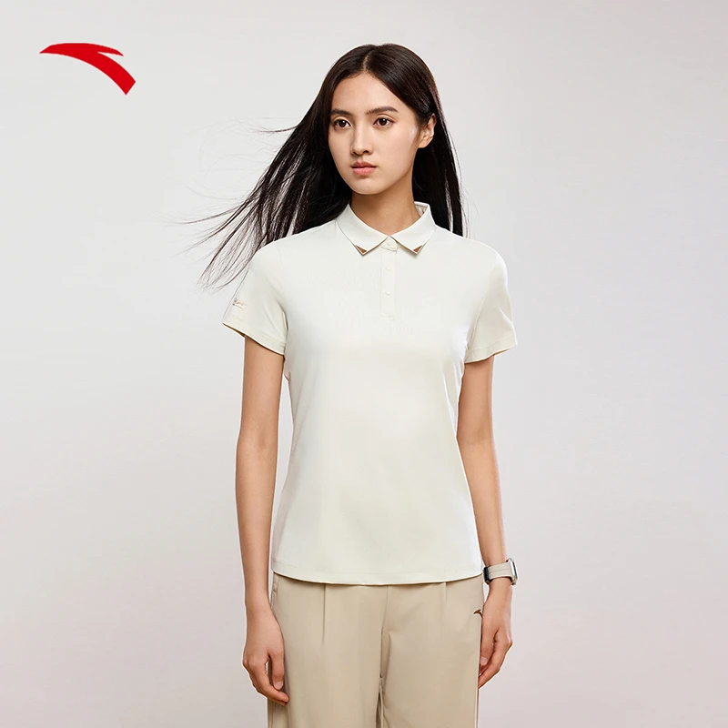 【安踏训练】夏季新款时尚女运动上衣百搭t恤透气冰肤短袖polo衫