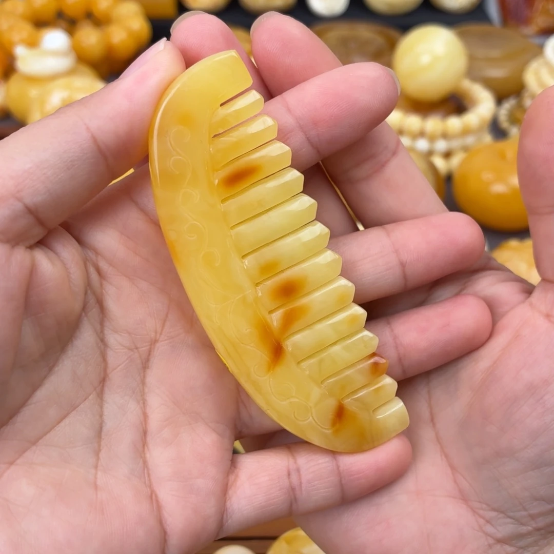琥珀未镶嵌裸石梳子